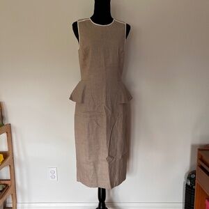 J.CREW 365 Tan Linen Peplum Dress - 4 Tall